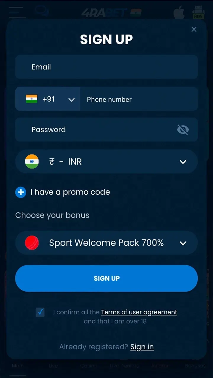 Registration & Login Process of 4rabet
