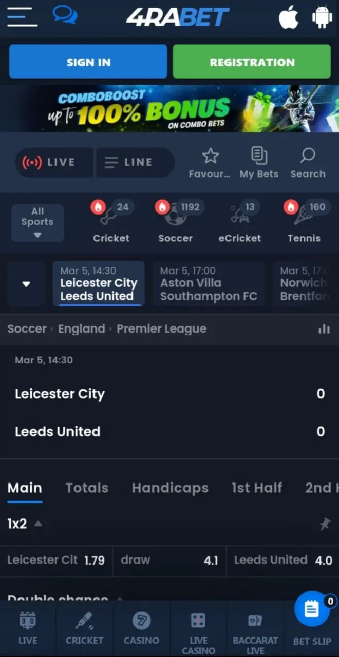 4rabet betting game features